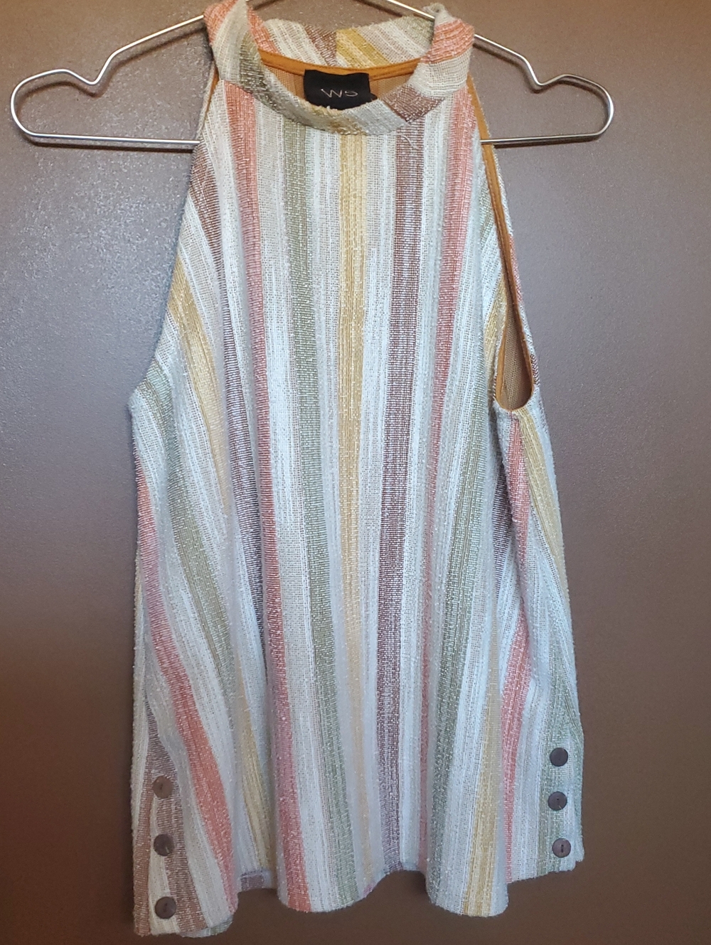 W5 Multicolor Striped Halter Top in Mustard and White